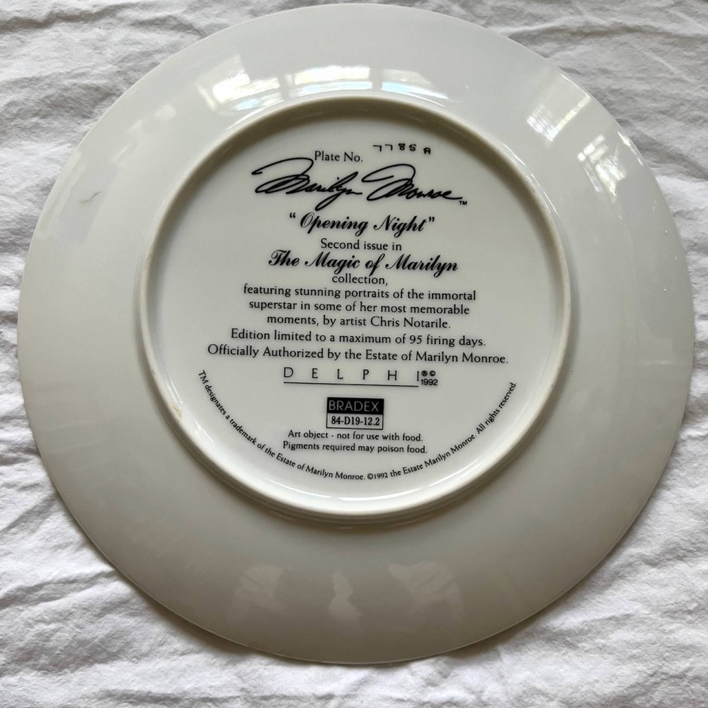 Marilyn Monroe Opening Night collectible plate